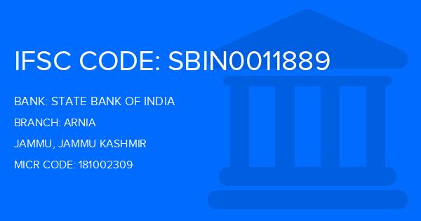 State Bank Of India (SBI) Arnia Branch IFSC Code
