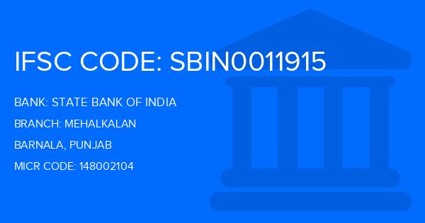 State Bank Of India (SBI) Mehalkalan Branch IFSC Code