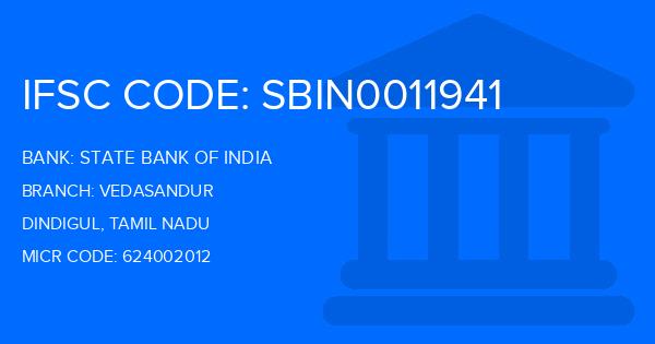 State Bank Of India (SBI) Vedasandur Branch IFSC Code