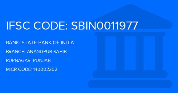 State Bank Of India (SBI) Anandpur Sahib Branch IFSC Code