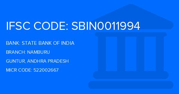 State Bank Of India (SBI) Namburu Branch IFSC Code