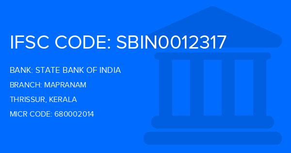 State Bank Of India (SBI) Mapranam Branch IFSC Code