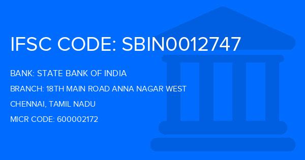 State Bank Of India (SBI) 18Th Main Road Anna Nagar West Branch IFSC Code