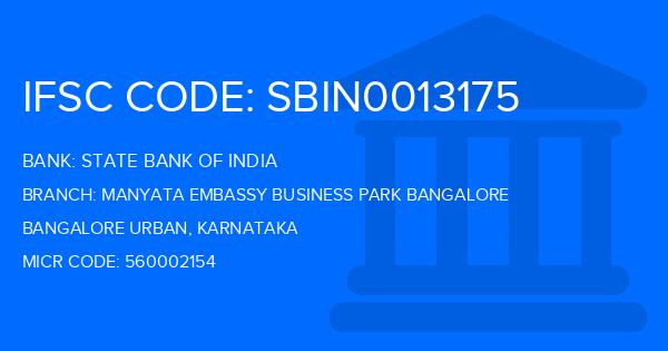 State Bank Of India (SBI) Manyata Embassy Business Park Bangalore Branch IFSC Code