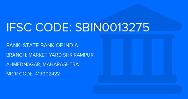 State Bank Of India (SBI) Market Yard Shrirampur Branch IFSC Code