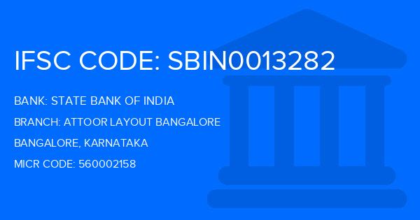 State Bank Of India (SBI) Attoor Layout Bangalore Branch IFSC Code