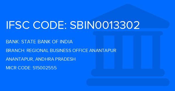 State Bank Of India (SBI) Regional Business Office Anantapur Branch IFSC Code