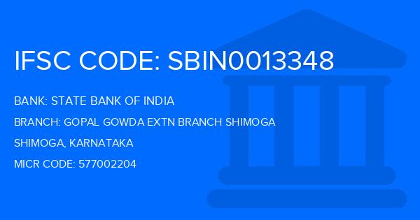 State Bank Of India (SBI) Gopal Gowda Extn Branch Shimoga Branch IFSC Code