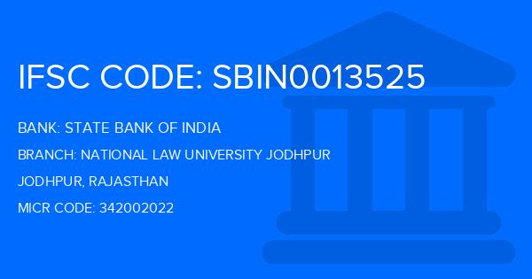 State Bank Of India (SBI) National Law University Jodhpur Branch IFSC Code