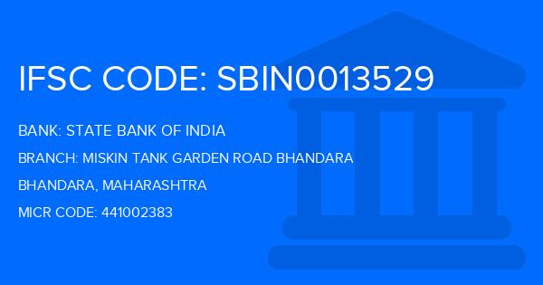 State Bank Of India (SBI) Miskin Tank Garden Road Bhandara Branch IFSC Code