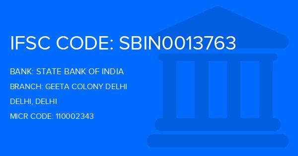 State Bank Of India (SBI) Geeta Colony Delhi Branch IFSC Code