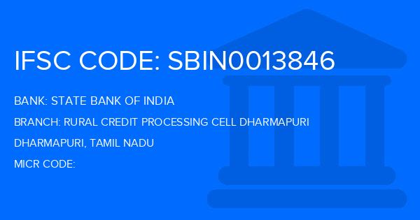 State Bank Of India (SBI) Rural Credit Processing Cell Dharmapuri Branch IFSC Code