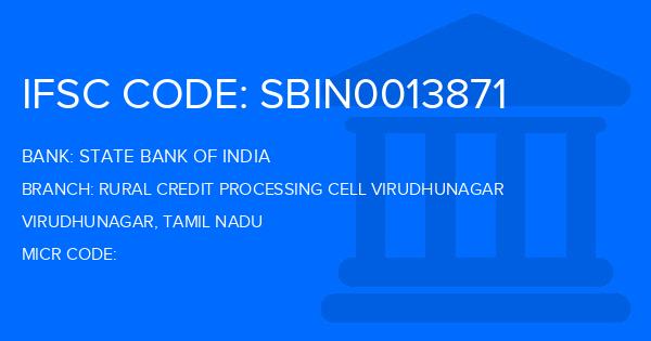 State Bank Of India (SBI) Rural Credit Processing Cell Virudhunagar Branch IFSC Code