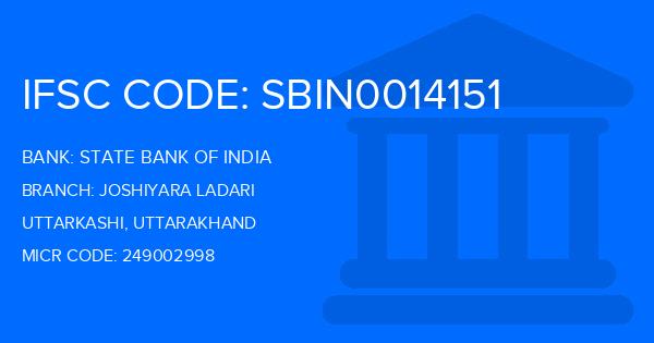 State Bank Of India (SBI) Joshiyara Ladari Branch IFSC Code