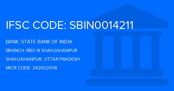 State Bank Of India (SBI) Rbo Iii Shahjahanpur Branch IFSC Code
