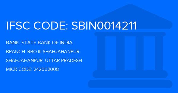 State Bank Of India (SBI) Rbo Iii Shahjahanpur Branch IFSC Code