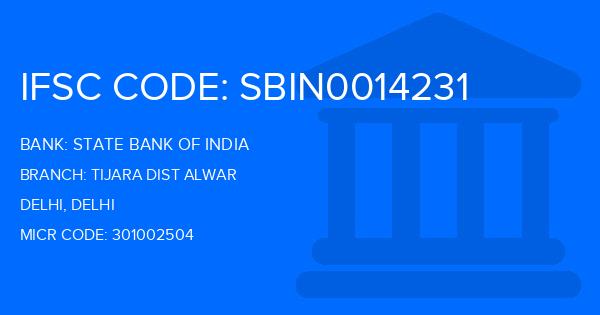 State Bank Of India (SBI) Tijara Dist Alwar Branch IFSC Code