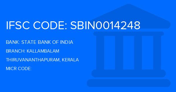 State Bank Of India (SBI) Kallambalam Branch IFSC Code
