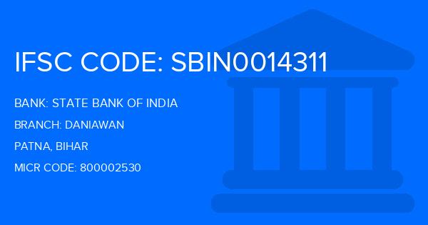 State Bank Of India (SBI) Daniawan Branch IFSC Code