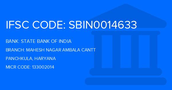 State Bank Of India (SBI) Mahesh Nagar Ambala Cantt Branch IFSC Code