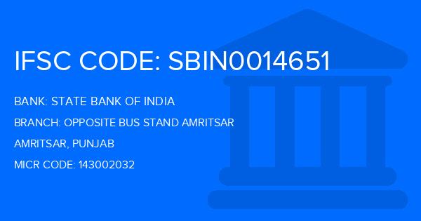 State Bank Of India (SBI) Opposite Bus Stand Amritsar Branch IFSC Code