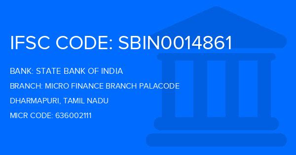 State Bank Of India (SBI) Micro Finance Branch Palacode Branch IFSC Code