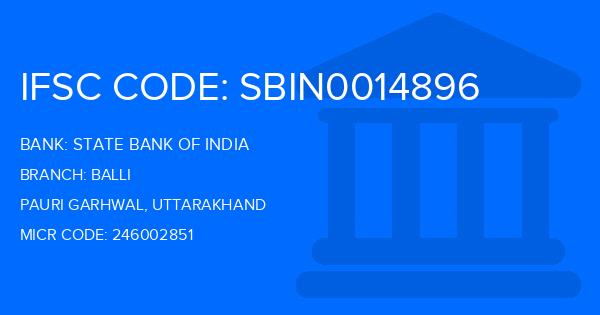 State Bank Of India (SBI) Balli Branch IFSC Code