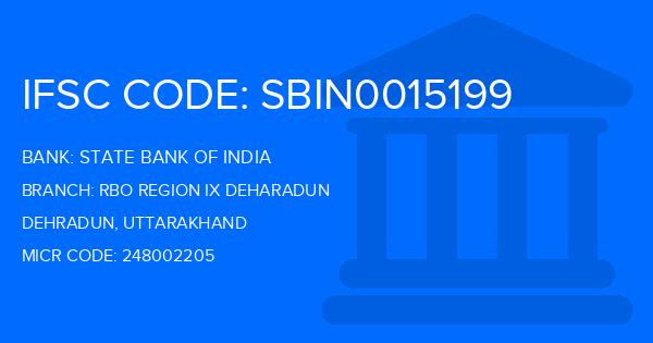 State Bank Of India (SBI) Rbo Region Ix Deharadun Branch IFSC Code