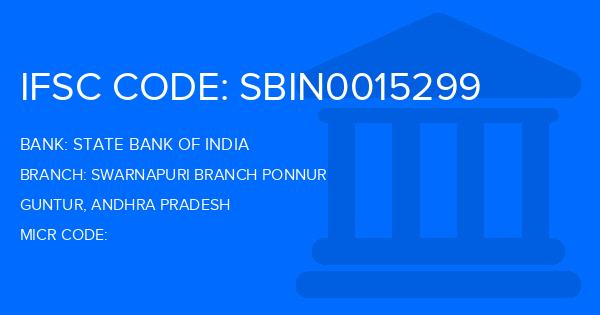 State Bank Of India (SBI) Swarnapuri Branch Ponnur Branch IFSC Code