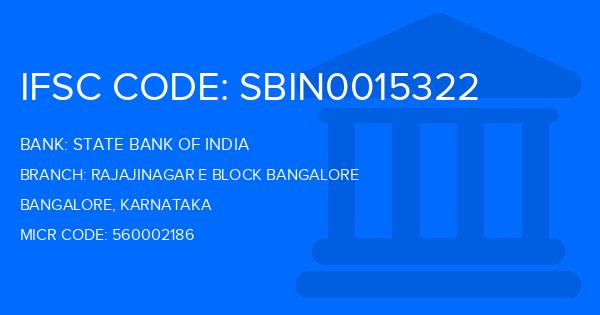 State Bank Of India (SBI) Rajajinagar E Block Bangalore Branch IFSC Code