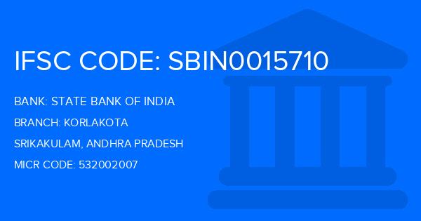 State Bank Of India (SBI) Korlakota Branch IFSC Code