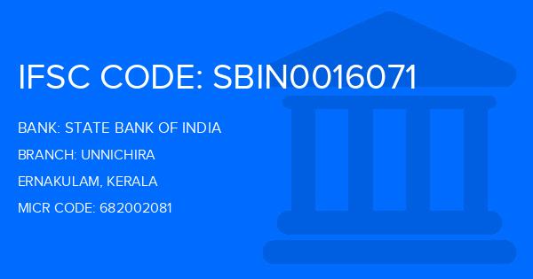 State Bank Of India (SBI) Unnichira Branch IFSC Code