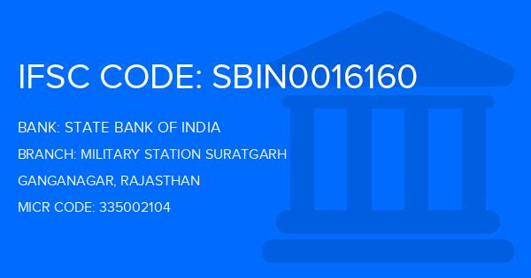 State Bank Of India (SBI) Military Station Suratgarh Branch IFSC Code