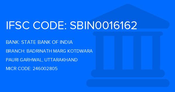 State Bank Of India (SBI) Badrinath Marg Kotdwara Branch IFSC Code