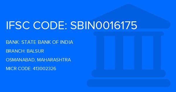 State Bank Of India (SBI) Balsur Branch IFSC Code