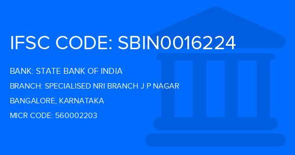 State Bank Of India (SBI) Specialised Nri Branch J P Nagar Branch IFSC Code