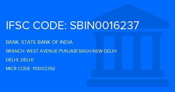 State Bank Of India (SBI) West Avenue Punjabi Bagh New Delhi Branch IFSC Code