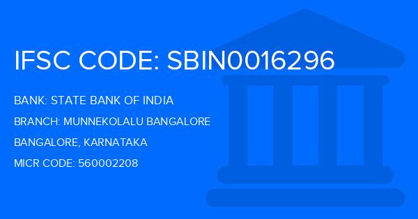 State Bank Of India (SBI) Munnekolalu Bangalore Branch IFSC Code
