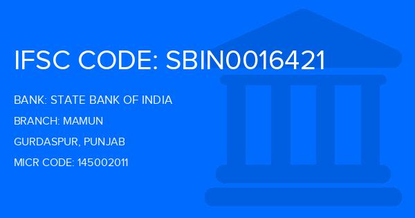State Bank Of India (SBI) Mamun Branch IFSC Code