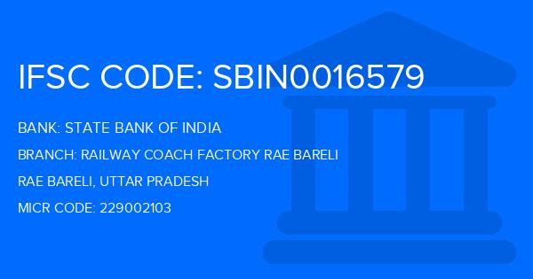 State Bank Of India (SBI) Railway Coach Factory Rae Bareli Branch IFSC Code