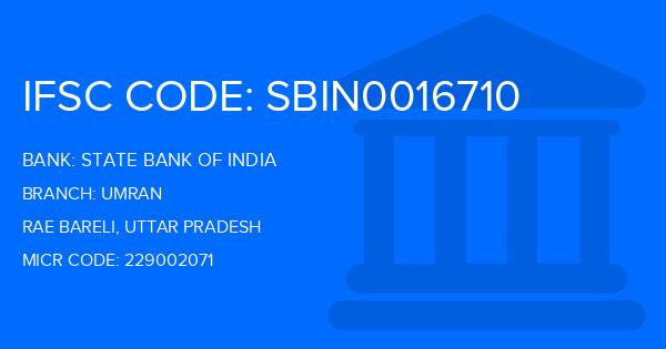 State Bank Of India (SBI) Umran Branch IFSC Code
