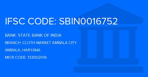 State Bank Of India (SBI) Cloth Market Ambala City Branch IFSC Code