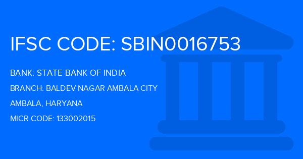 State Bank Of India (SBI) Baldev Nagar Ambala City Branch IFSC Code