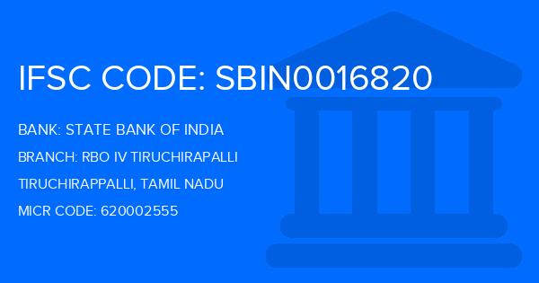 State Bank Of India (SBI) Rbo Iv Tiruchirapalli Branch IFSC Code