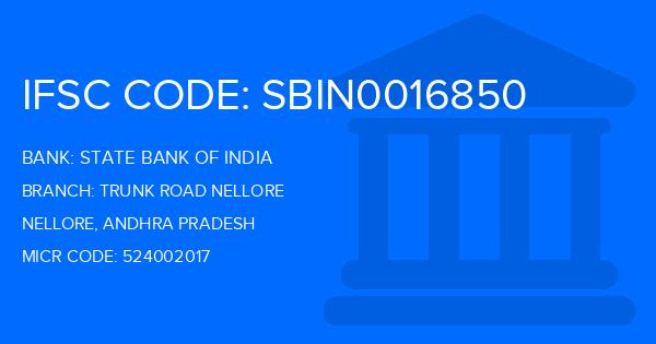 State Bank Of India (SBI) Trunk Road Nellore Branch IFSC Code