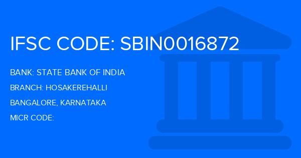 State Bank Of India (SBI) Hosakerehalli Branch IFSC Code