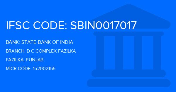State Bank Of India (SBI) D C Complex Fazilka Branch IFSC Code