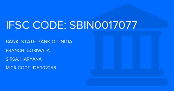 State Bank Of India (SBI) Goriwala Branch IFSC Code