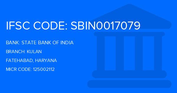 State Bank Of India (SBI) Kulan Branch IFSC Code