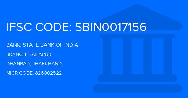 State Bank Of India (SBI) Baliapur Branch IFSC Code